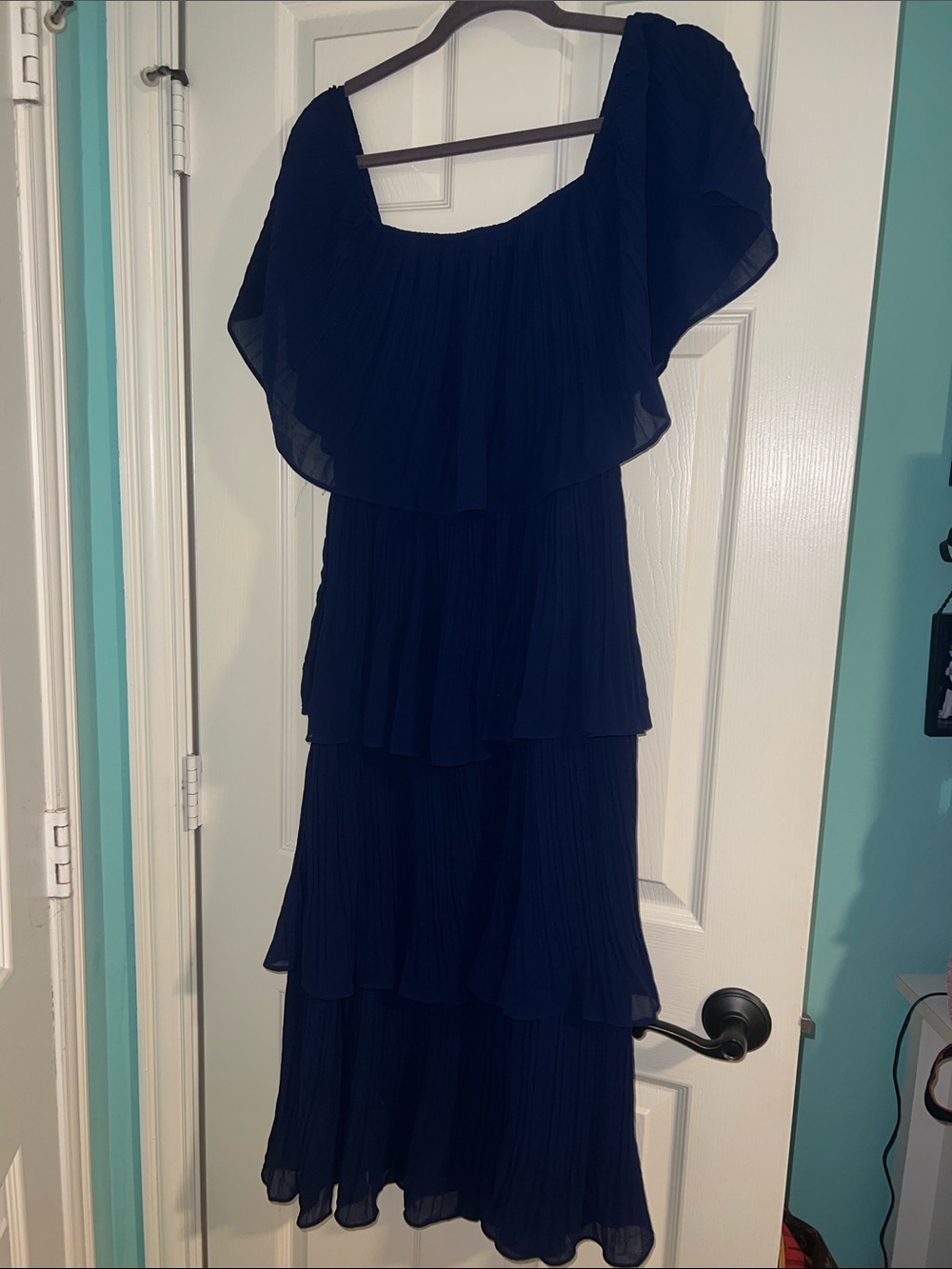 Just Me Navy Blue Scoop Neck Dress